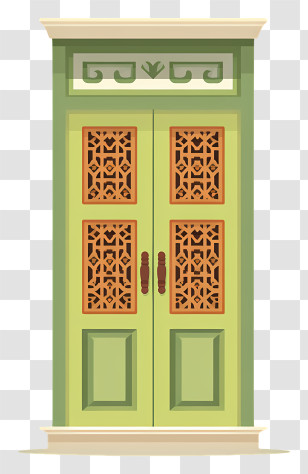 Indian Jali Window - Decorative Door Illustration With Ornate Design Transparent PNG
