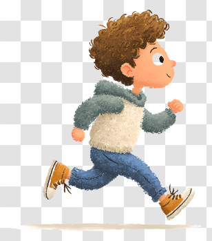 Boy In Sneakers Running - Running Boy In Casual Outfit Transparent PNG