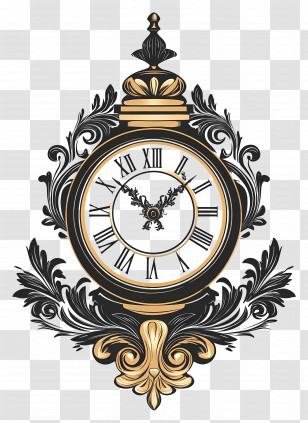 Timeless Elegance - Ornate Vintage Clock With Roman Numerals Transparent PNG
