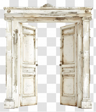 Open Door Frame - Vintage Wooden Door Transparent PNG
