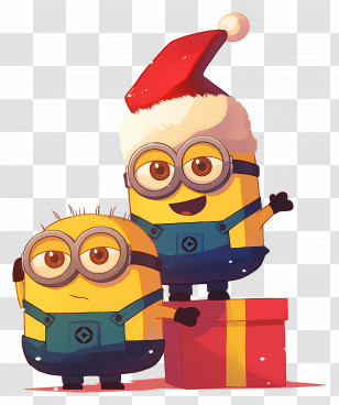 Minions Christmas - Cartoon Characters Ready For Christmas Celebration Transparent PNG