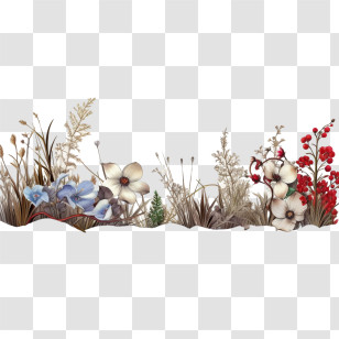Winter Border
 - Wildflowers And Plants In Artistic Arrangement Transparent PNG