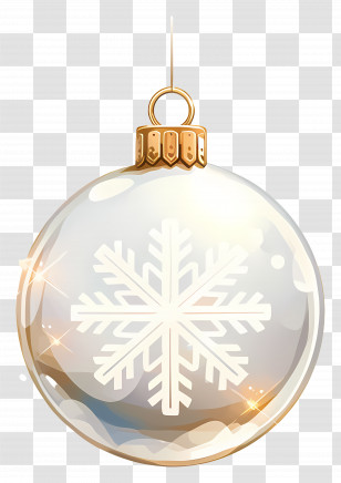 White Christmas Bauble - Shiny Christmas Ornament With Snowflake Design Transparent PNG