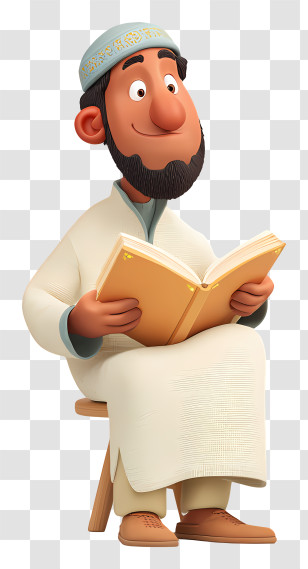 Muslim Man Reading Quran - Reading Man Embracing Knowledge Transparent PNG