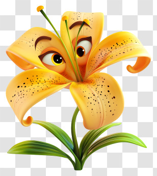 3d Cartoon Flowers - Cute Animated Yellow Flower Transparent PNG