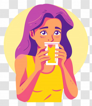 Drinking Water - Girl Drinking Juice In Summer Transparent PNG