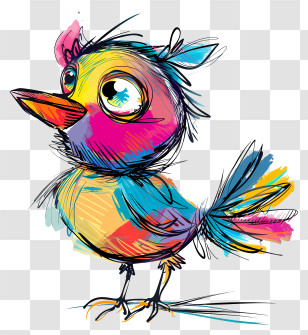 Birdie - Colorful Cartoon Bird Illustration Transparent PNG