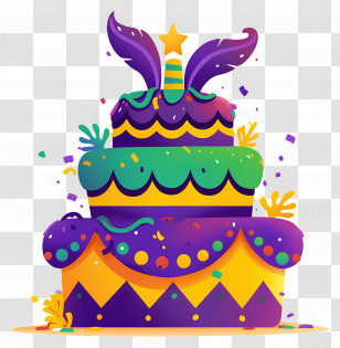 Mardi Gras Cake - Colorful Cake With Mardi Gras Theme Transparent PNG