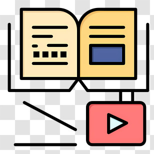 Modern Education Icon - Book And Play Button For Multimedia Learning Transparent PNG