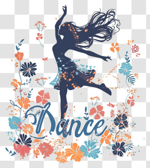 International Dance Day - Dancing Silhouette With Floral Background Transparent PNG