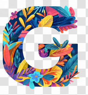 Letter G - Artistic Floral Letter G In Vibrant Colors Transparent PNG