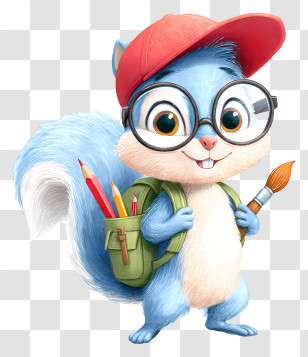 Squirrel Student - Blue Squirrel Artist Character Transparent PNG