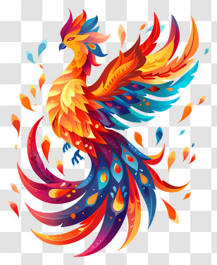 Phoenix - Colorful Phoenix Illustration Transparent PNG