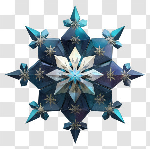 Snowflake Animated - Intricate Blue Crystal Snowflake Transparent PNG