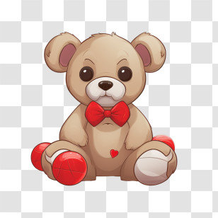 Teddy Bear Day - Teddy Bear With Red Bow Tie Transparent PNG