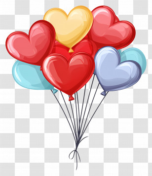 Heart Balloon - Colorful Heart Balloon Illustration Transparent PNG