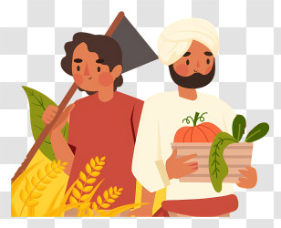 Agriculture - Farmers With Fresh Harvest Transparent PNG