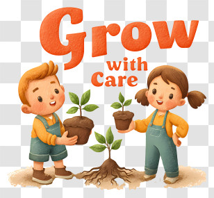 Grow With Care - Grow With Care Kids Planting Transparent PNG