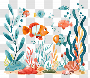 Underwater Scene - Underwater Marine Life Art Transparent PNG