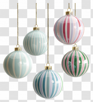 Christmas Striped Balls - Striped Christmas Ornaments Transparent PNG
