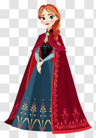 Frozen Anna Princess - Graceful Cartoon Princess In Red Cloak Transparent PNG