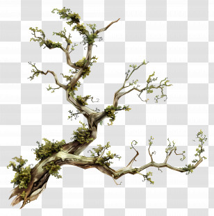 Tree Branch Moss - Twisted Tree Branch Illustration Transparent PNG
