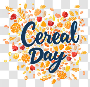 Cereal Day - Cereal Day Celebration Design With Fruits And Grains Transparent PNG