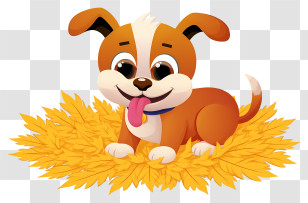 Dog Rolling In Autumn Leaves - Playful Brown Puppy On Yellow Leaves Transparent PNG