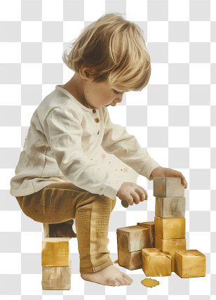Child - Child Playing With Wooden Blocks Transparent PNG
