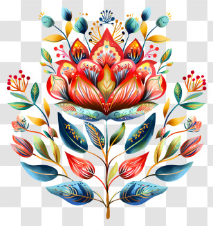 Boho - Ornate Floral Art With Folk Inspiration Transparent PNG