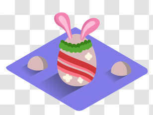 Easter Egg - Decorative Easter Egg With Bunny Ears And Stripes Transparent PNG