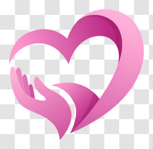 Love - Pink Heart With Hand Symbol Transparent PNG