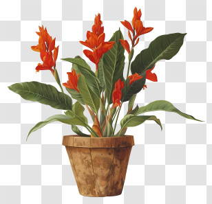 Canna Indica Flower - Orange Flowers In A Pot Transparent PNG