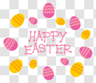 Easter - Colorful Easter Eggs With Happy Easter Text Transparent PNG