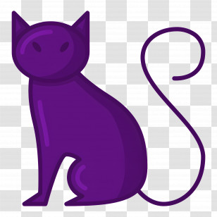Halloween Cat - Stylized Purple Cat Silhouette Illustration Transparent PNG