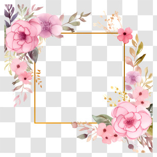 Floral Arrangement - Elegant Floral Frame With Pink Flowers Transparent PNG