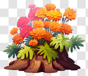 Colorful Flowers - Colorful Flowers With Tree Roots Illustration Transparent PNG