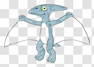 Dinosaur - Blue Cartoon Dinosaur With Wings Transparent PNG