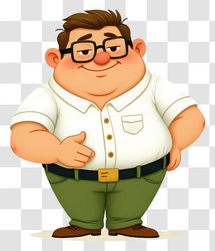 Chubby Man - Positive Cartoon Man Giving Thumbs Up Transparent PNG