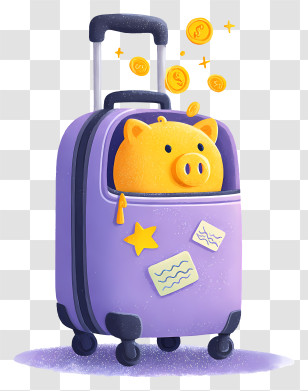 Rolling Suitcase - Travel Savings Piggy Suitcase Transparent PNG