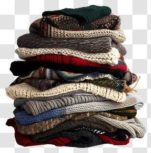 Sweater Season - Stack Of Cozy Knit Sweaters Transparent PNG