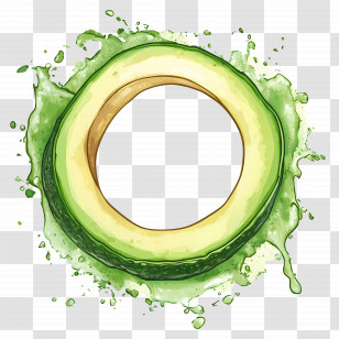 Green Circle Frame - Avocado Slice With Splash Transparent PNG