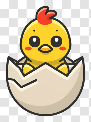 Cute Chick - Cute Yellow Chick Hatching From An Egg Transparent PNG