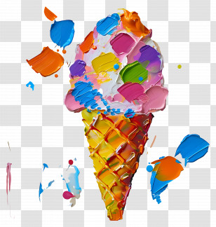 Oil Painting - Colorful Ice Cream Painting Transparent PNG