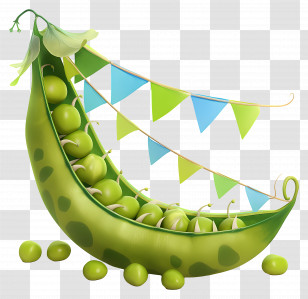 Cute Green Pea Pod - Green Pea Pod With Bunting Transparent PNG