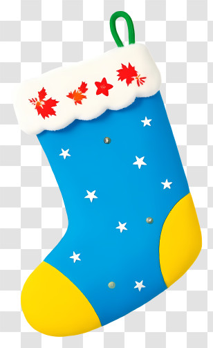 Christmas Stocking - Blue Christmas Stocking With Stars Transparent PNG