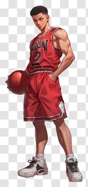 Slam Dunk - Basketball Player Red Jersey Transparent PNG