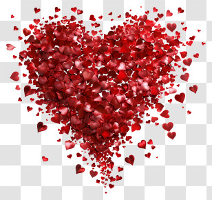 Giving Hearts Day - Romantic Red Heart Made Of Flower Petals Transparent PNG