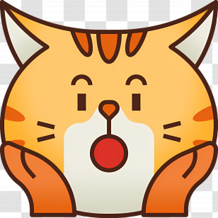 Cat Emoji - Surprised Cartoon Orange Cat Transparent PNG