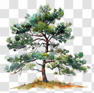 Pine Tree - Pine Tree In Watercolor Style Transparent PNG